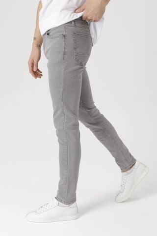 Erkek Slim Fit Gri Likralı Kot Pantolon Gri - 32