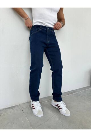 Erkek Regular Normal Kalıp Likralı Kot pantolon Lacivert - 40