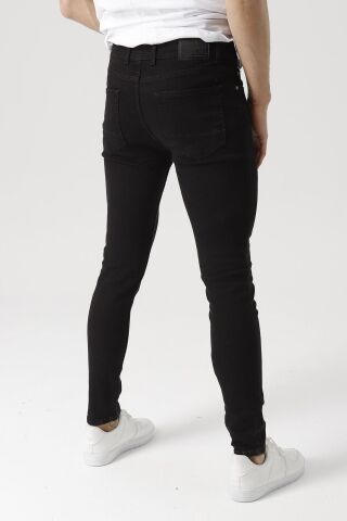 Erkek Slim Fit Gri Likralı Kot Pantolon Siyah - 30