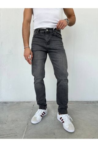 Erkek Regular Normal Kalıp Likralı Kot pantolon Ekitme Gri - 33