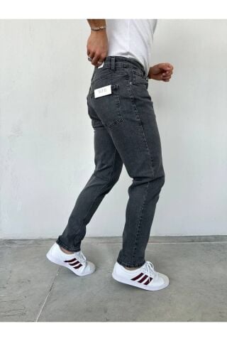 Erkek Regular Normal Kalıp Likralı Kot pantolon Taşlamalı Gri - 36