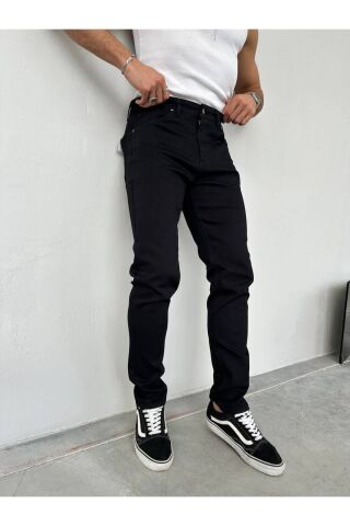 Erkek Regular Normal Kalıp Likralı Kot pantolon Siyah - 32