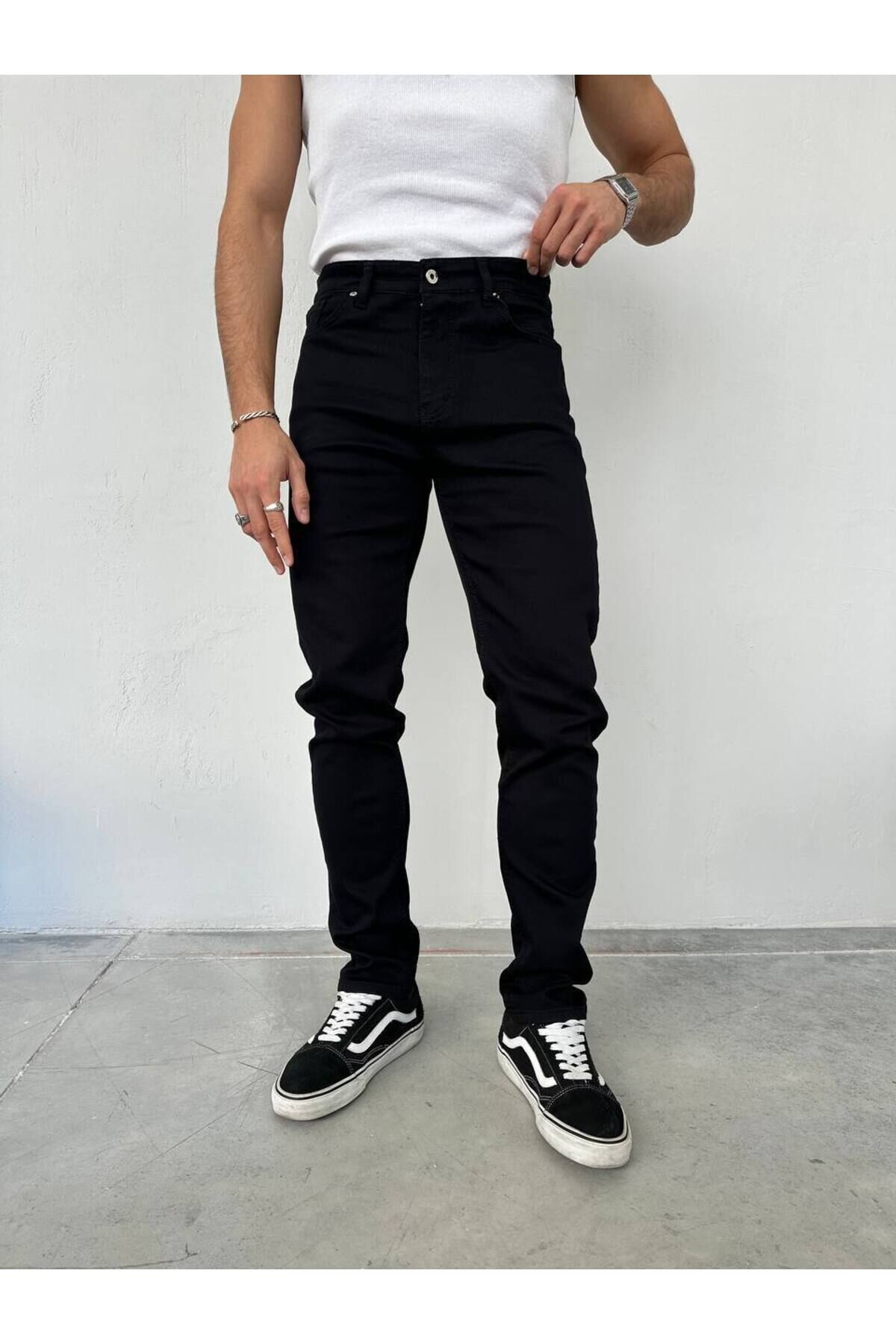 Erkek Regular Normal Kalıp Likralı Kot pantolon Siyah - 33