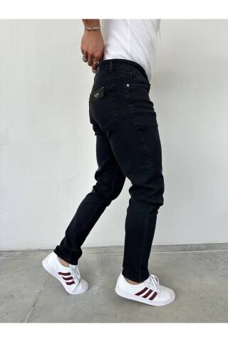 Erkek Regular Normal Kalıp Likralı Kot pantolon Eskitme Siyah - 32