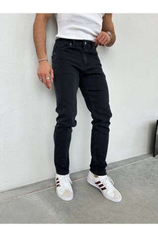 Erkek Regular Normal Kalıp Likralı Kot pantolon Eskitme Siyah - 32