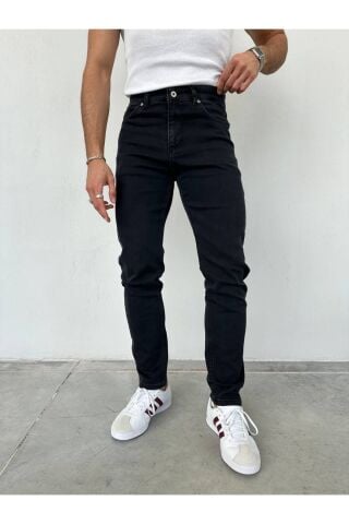 Erkek Regular Normal Kalıp Likralı Kot pantolon Eskitme Siyah - 30