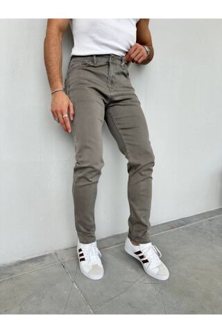 Erkek Regular Normal Kalıp Likralı Kot pantolon Füme - 36