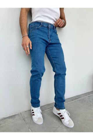 Erkek Regular Normal Kalıp Likralı Kot pantolon Mavi - 33