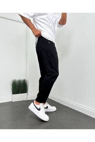 Erkek Boyfriend Yüksek Bel Bilek Boy Kot Pantolon Siyah - 33