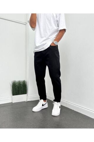 Erkek Boyfriend Yüksek Bel Bilek Boy Kot Pantolon Siyah - 33