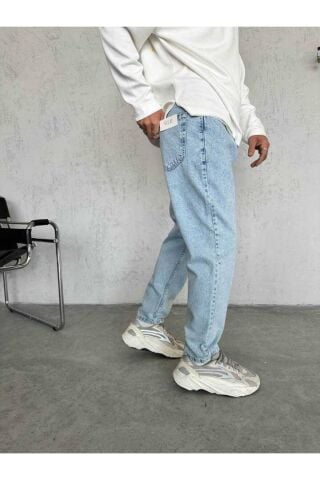 Erkek Boyfriend Yüksek Bel Bilek Boy Kot Pantolon Mavi - 31