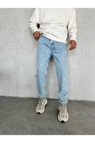 Erkek Boyfriend Yüksek Bel Bilek Boy Kot Pantolon Mavi - 31