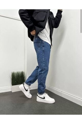 Erkek Boyfriend Yüksek Bel Bilek Boy Kot Pantolon Lacivert - 36