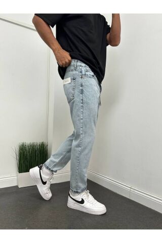 Erkek Boyfriend Yüksek Bel Bilek Boy Kot Pantolon Mavi - 36