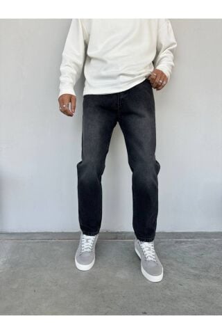 Erkek Boyfriend Yüksek Bel Bilek Boy Kot Pantolon Siyah - 29