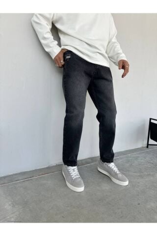 Erkek Boyfriend Yüksek Bel Bilek Boy Kot Pantolon Siyah - 29