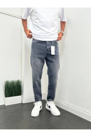 Erkek Boyfriend Yüksek Bel Bilek Boy Kot Pantolon Gri - 31